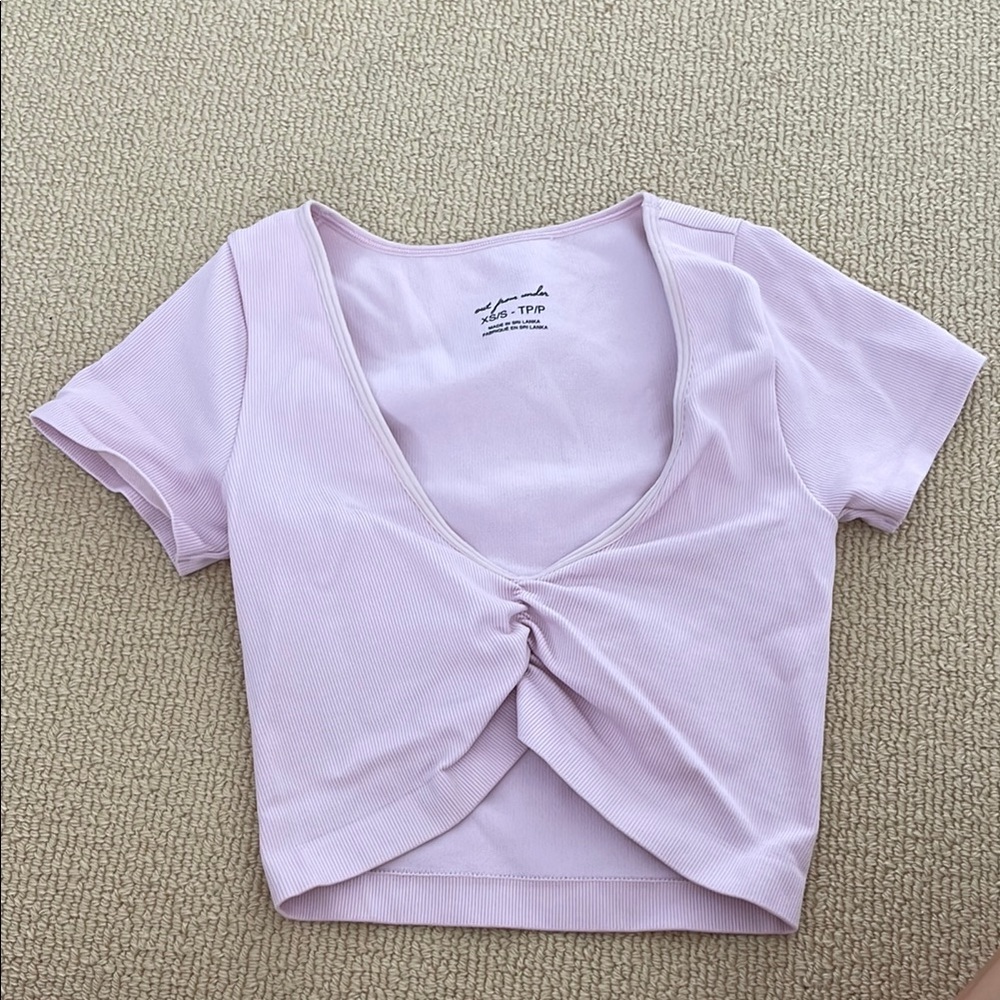 Lavender Crop Top with Twist Front